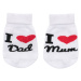 Dojčenské bavlnené ponožky New Baby I Love Mum and Dad biele, 62 (3-6m) - 46459