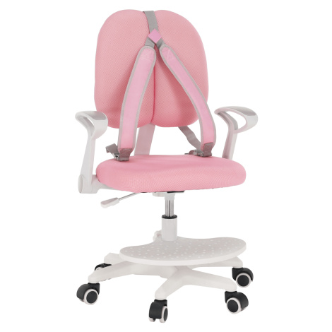Rastúca stolička s podnožou a trakmi, ružová/biela, ANAIS Tempo Kondela
