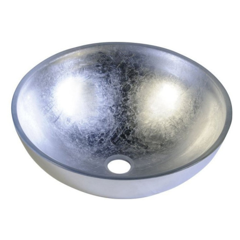 SAPHO - MURANO ARGENTO sklenené umývadlo na dosku, priemer 40cm, strieborne AL5318-52