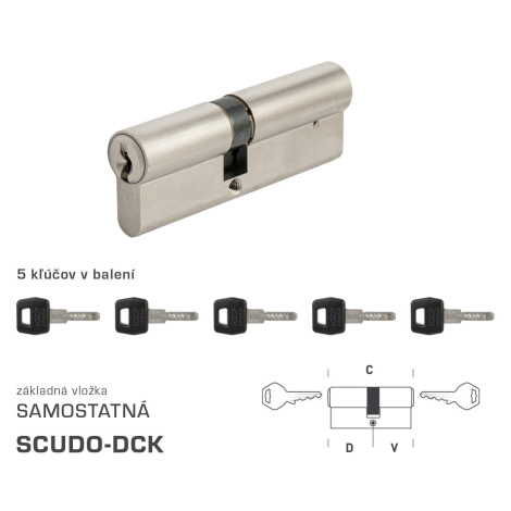 AGB - Vložka SCUDO DCK S BSZ obojstranná cylindrická vložka 40+50 mm + 5x kľúč