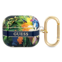 Silikónové puzdro Guess na Apple Airpods 3 GUA3HHFLB TPU Flower Print modré