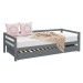 Sivá detská posteľ z borovicového dreva s výsuvným lôžkom 90x200 cm Alpi – Støraa