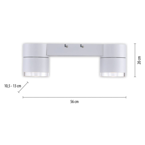 PURE Nola stropné LED svetlo 2-plameňové biela