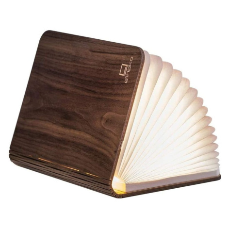 Tmavohnedá LED stolová lampa v tvare knihy orechového dreva Gingko Booklight