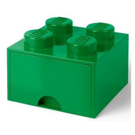 LEGO® úložný box 4 - so zásuvkou tmavo zelená  250 x 250 x 180 mm