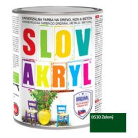 SLOVAKRYL - Univerzálna vodou riediteľná farba 0,75 kg 0530 - zelená