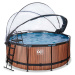 Bazén s krytom a pieskovou filtráciou Wood pool Exit Toys kruhový oceľová konštrukcia 360*122 cm