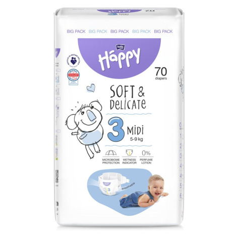 BELLA HAPPY Baby Plienky jednorazové Midi 5-9 kg Big Pack 70 ks