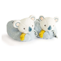 Papučky pre bábätko s hrkálkou Yoca le Koala Doudou et Compagnie modré v darčekovom balení od 0-