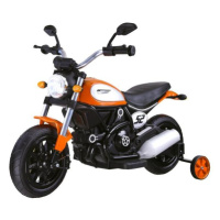Oranžová elektrická motorka pre deti