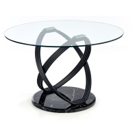 HALMAR Optico okrúhly sklenený jedálenský stôl priehľadná / čierna