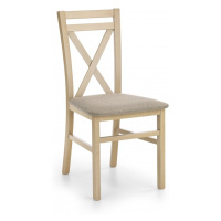 Drevená jedálenská stolička DARIUSZ – masív, látka, viac farieb Dub sonoma / hnedá