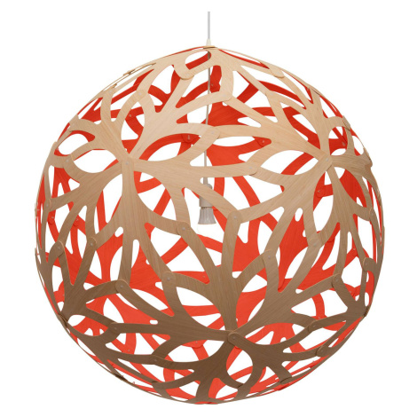 David trubridge Kvetinová závesná lampa Ø80cm bambusovo-červená