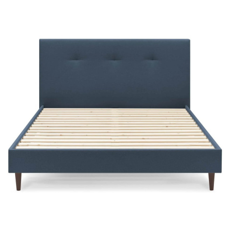 Tmavomodrá čalúnená dvojlôžková posteľ s roštom 160x200 cm Tory - Bobochic Paris