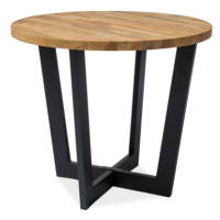 Čierny jedálenský stôl s dubovou doskou CONO fi 90