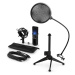 Auna MIC-900B-LED V2, trojdielna USB mikrofónová sada, kondenzátorový mikrofón + pop-filter + st