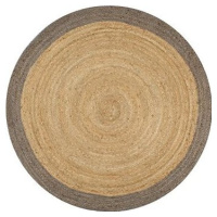 Ručne vyrobený koberec z juty so sivým okrajom 120 cm