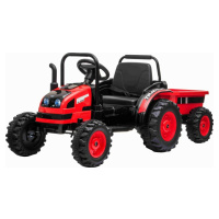 Elektrický Traktor POWER s vlečkou, červený, Pohon zadných kolies, 12V batéria