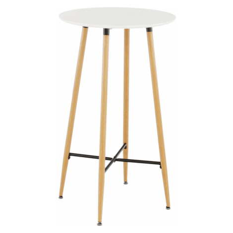 Barový stôl, biela/dub, priemer 60 cm, IMAM Tempo Kondela