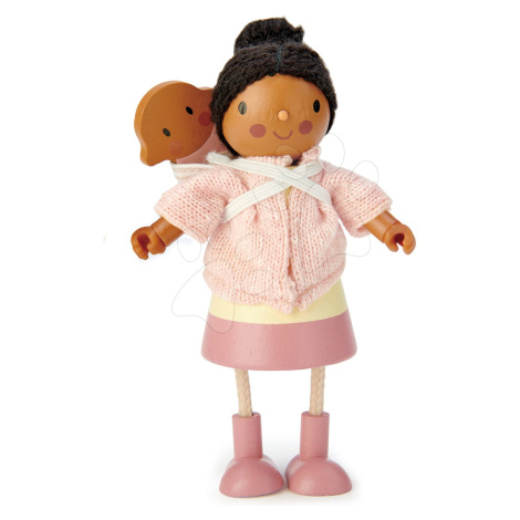 Drevená postavička s bábätkom Mrs. Forrester Tender Leaf Toys v ružovom kabátiku