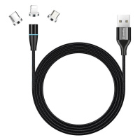 Colorway Nabíjací Kábel 3v1 Lightning+MicroUSB+USB-C/ Magnetic/ 2.4A/ Nylon/ Quick Charge 3.0/ 1