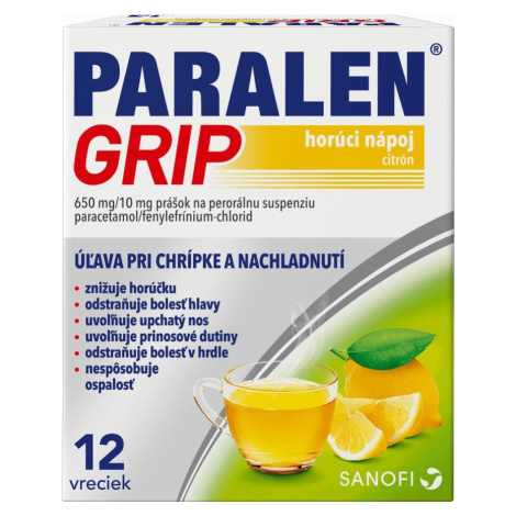 PARALEN Grip Horúci nápoj citrón 12 vrecúšok