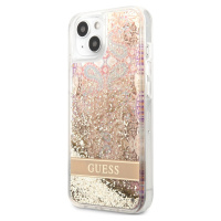 Guess Liquid Glitter Paisley Kryt pre iPhone 13 mini, Zlatý