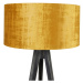 Stojacia lampa statív čierny so zlatým tienidlom 50 cm - Tripod Classic