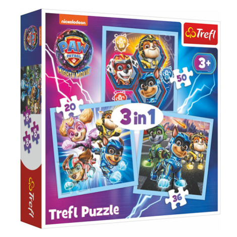 TREFL Puzzle 3v1 Mocné šteňatá Paw Patrol The Mighty Movie 2023