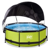 Bazén so strieškou a filtráciou Lime pool Exit Toys kruhový oceľová konštrukcia 244*76 cm zelený