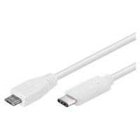 PremiumCord kábel USB-C - Micro USB 2.0 0,6m biely