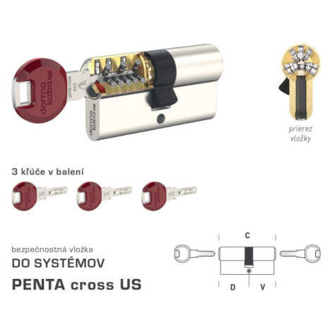 DK - PENTA cross US NIM - nikel matný D 25 + V 40 mm