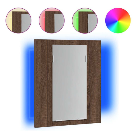 vidaXL LED zrkadlová skrinka hnedý dub 40x12x45 cm kompozitné drevo