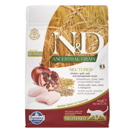 Farmina N&D cat AG adult, neutered, chicken, spelt, oats & pomegranate 0,3kg