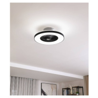 Lindby Smart LED stropný ventilátor Paavo, čierny, tichý,Tuya