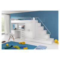 Expedo Detská poschodová posteľ DARCY V P1 COLOR, 80x200 cm, univerzálna orientácia, biela/biely