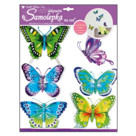 Anděl Samolepky na stenu Motýle modrozelené s pohyblivými krídlami 30,5 x 30,5cm