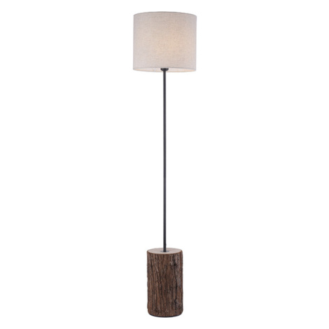 Vidiecka stojaca lampa drevo s bielym tienidlom - Oriana Paul Neuhaus