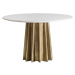 Estila Art-deco luxusný okrúhly jedálenský stôl Lezey s kruhovou mramorovou doskou a zlatou pods