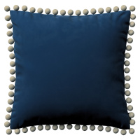 Dekoria Viera s brmbolcami, Mørkeblå, 45 x 45 cm, Velvet, 704-29