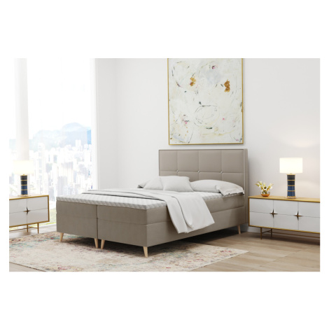 Expedo Čalúnená posteľ boxspring MOLIOSE + topper, 140x200, riviera 16