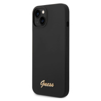 Silikónové puzdro Guess na Apple iPhone 14 Plus GUHCP14MSLSMK Liquid Silicone Metal Logo čierne