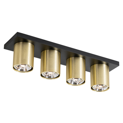 Moderné stropné bodové svietidlo čierne so zlatým 4-svetlom - Tubo QAZQA