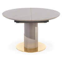 Expedo Rozkladací jedálenský stôl MUSCOT, 120-160x76x120, popol mramor/svetlý popol/zlatá