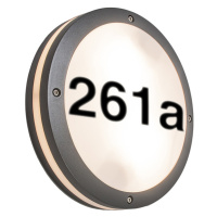Vonkajšie nástenné svietidlo antracit s číslom domu IP54 - Žiarivé