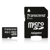 Karta TRANSCEND MicroSDHC 4GB Class 4 + adaptér