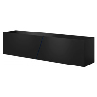 TV stolík Slant s LED osvetlením 160 cm čierny mat/čierny lesk