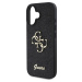 Guess Fixed Glitter 4G Metal Logo Kryt pre iPhone 16 Plus, Čierny