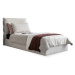 Béžová čalúnená jednolôžková posteľ s úložným priestorom s roštom 90x200 cm Sleepy Luna – Miufor