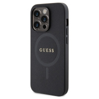 Plastové puzdro Guess na Apple iPhone 15 Pro GUHMP15LPSAHMCK PU Saffiano MagSafe čierne